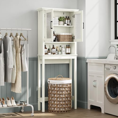 Over The Toilet Storage Cabinet with Glass Doors and Adjustable Shelf Espresso k7