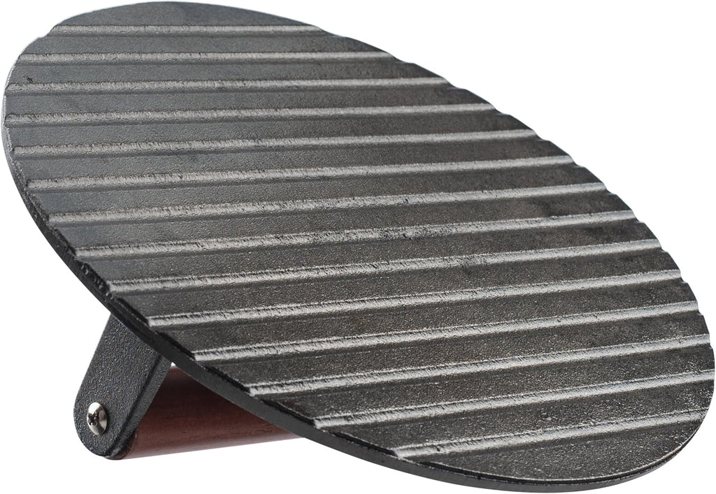 Cast Iron Grill Press with Wood Handle 8.5 Inch a7