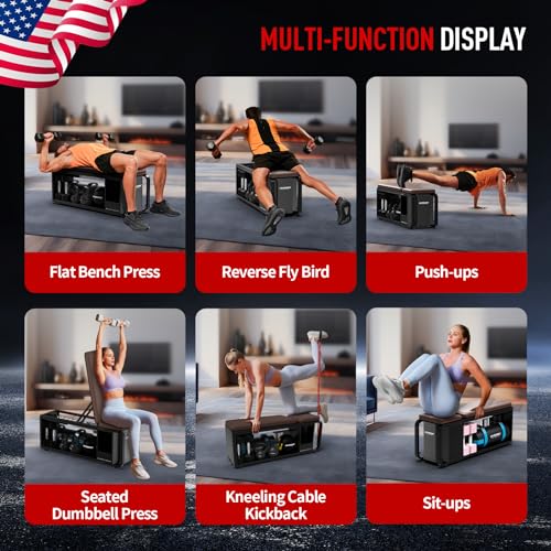 Adjustable Weight Bench with Leg Extension and Preacher Pad, Flat Incline Decline Exercise Bench for Home Workout k7q