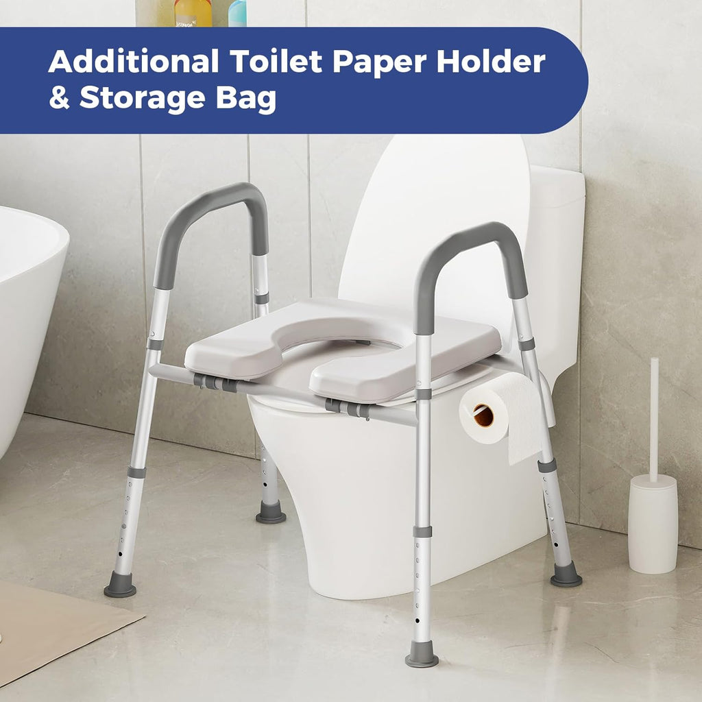 Elevated Toilet Seat Riser with Handles, Adjustable Width Height7k