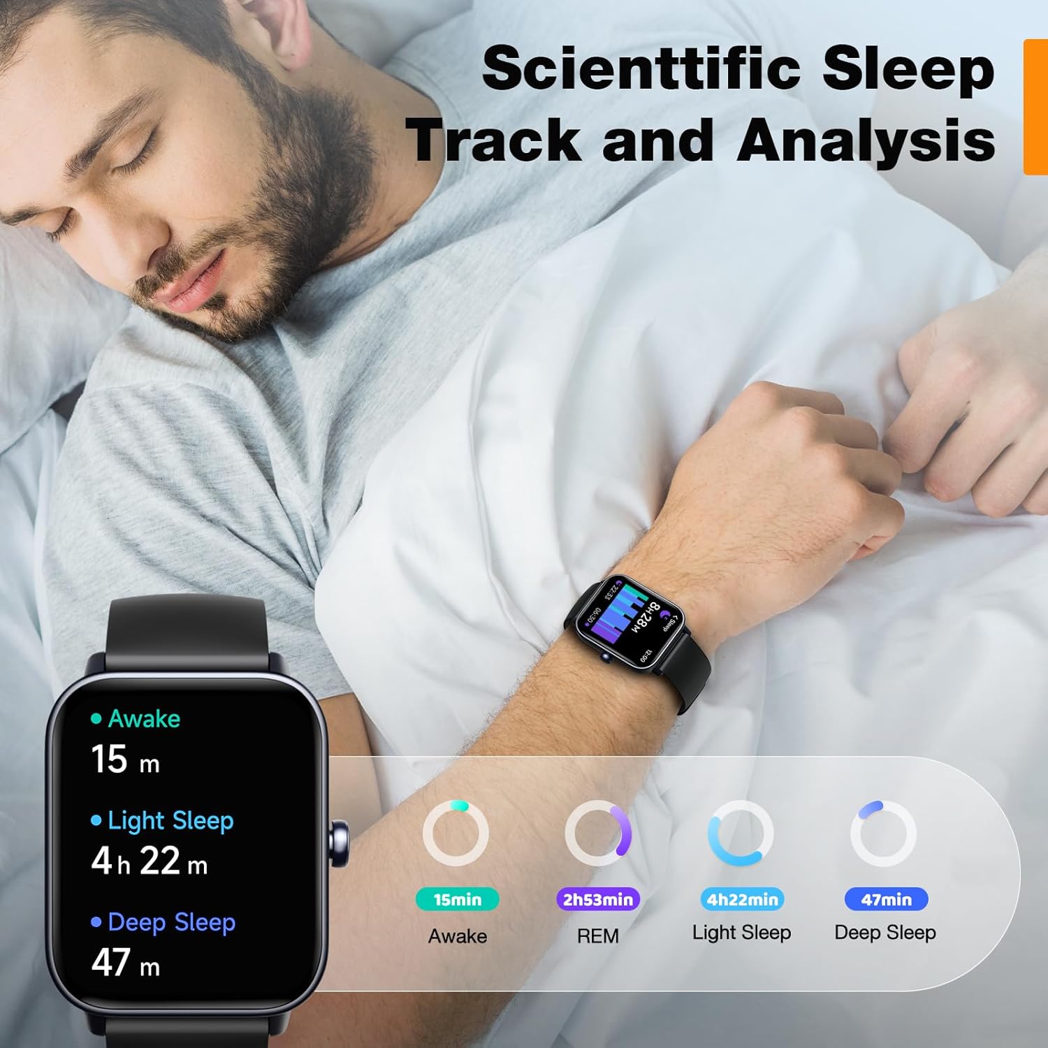 Smart Watch 1.8" Touchscreen Fitness Tracker Blood Oxygen Heart Rate Monitor a7