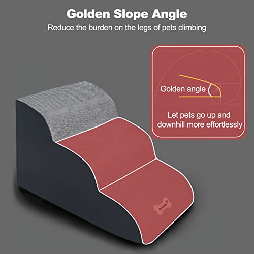 Pet Stairs 2 Tiers Washable Zippered Cover Removable Ramp Black k7