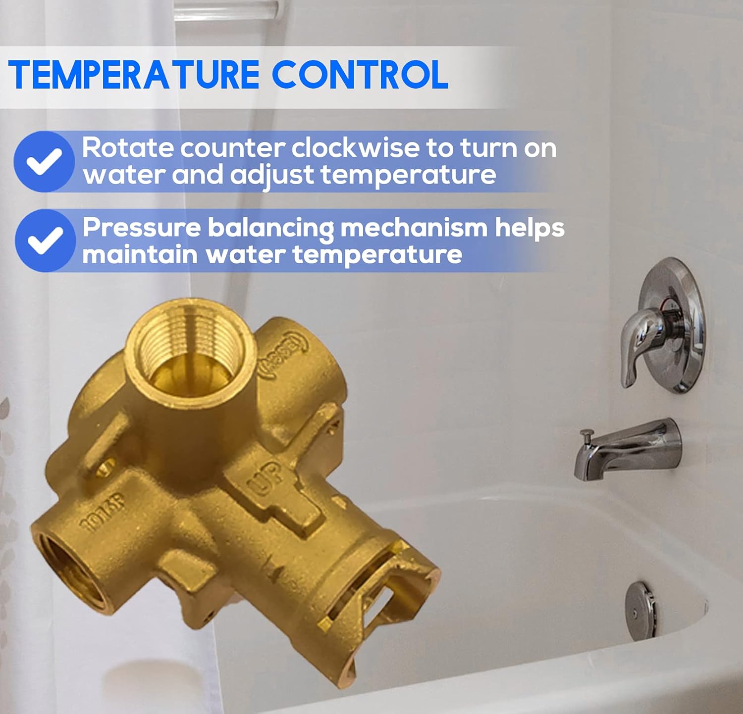 Brass Tub and Shower Valve 1/2 Inch IPS with Cartridge a7