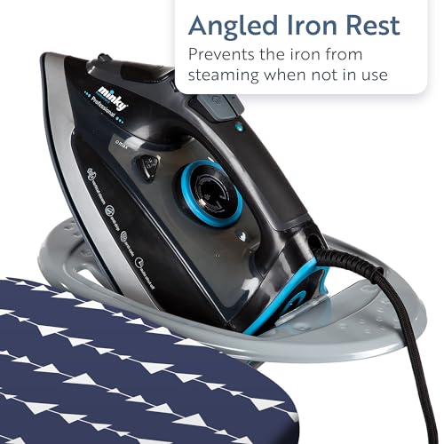 Freestanding Full Size Ironing Board with Iron Rest 43x14 Grey k7m