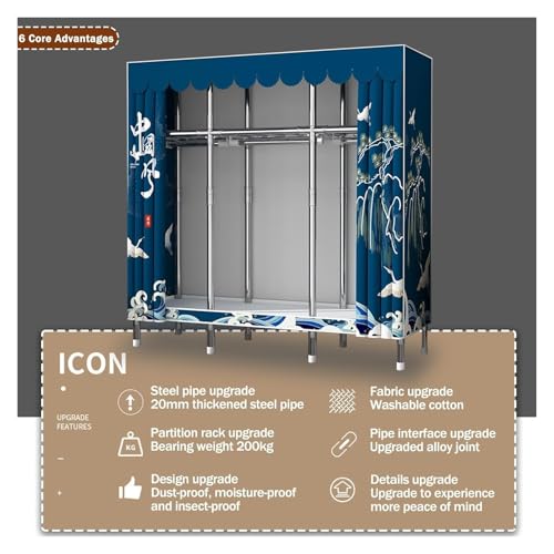 Portable Wardrobe Rack with Shelves and Clothes Rail k7m