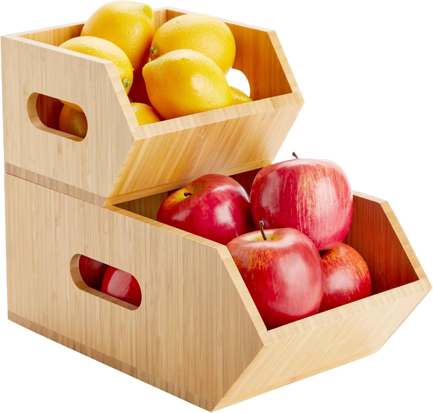 Bamboo Storage Bins 2 Pack for Kitchen Pantry a7