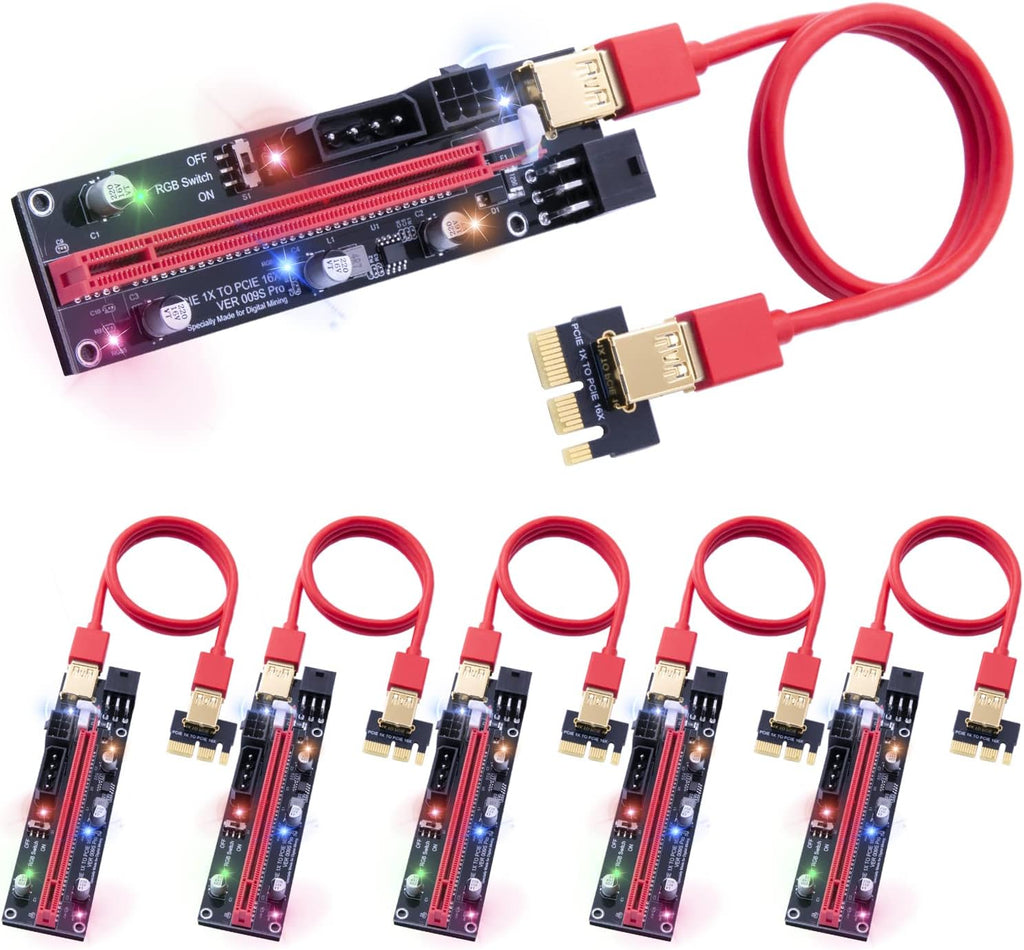 PCIe GPU Riser Adapter 16X to 1X, Dual Chip, 60cm USB Cable, Pack of 2 k7