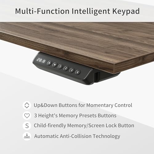 L Shaped Standing Desk with File Cabinet, Electric Adjustable, Black Walnut k7m