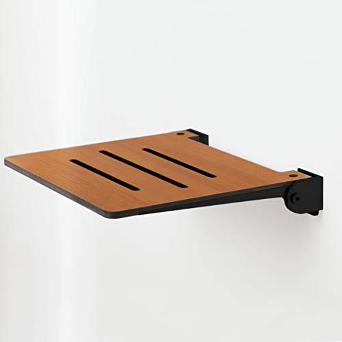 Shower Bench Seat 18 inch Folding Wall Mount Teak Silver a7