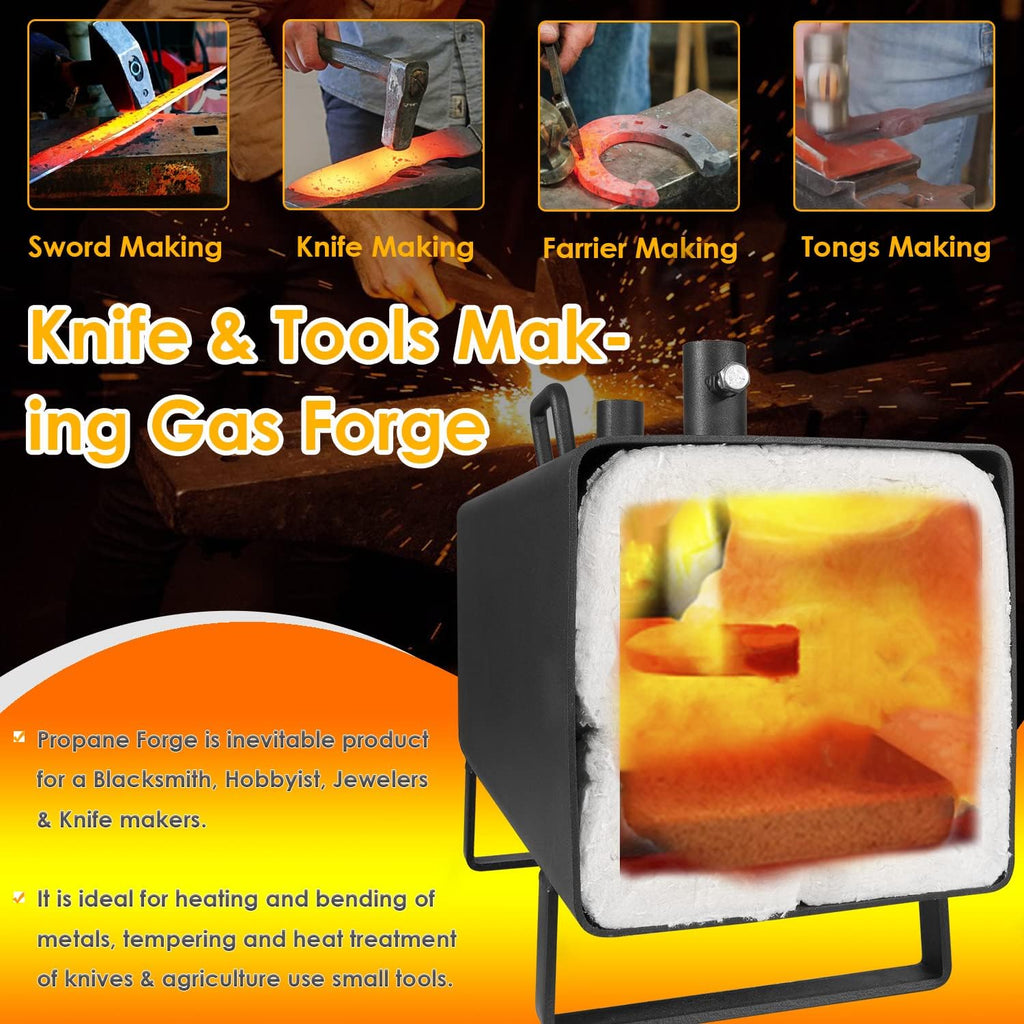 Propane Gas Forge Portable Double Burner Blacksmithing Large Capacity q7