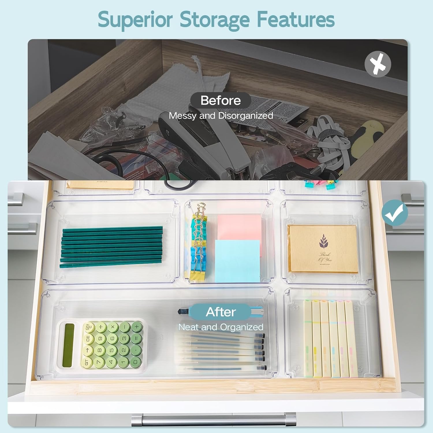 Clear Plastic Drawer Organizer Trays 6 Pack a7