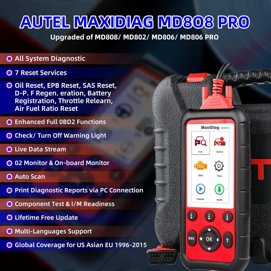 OBD2 Scanner All System Diagnostic Tool MD808 Pro 7 Reset Service k9