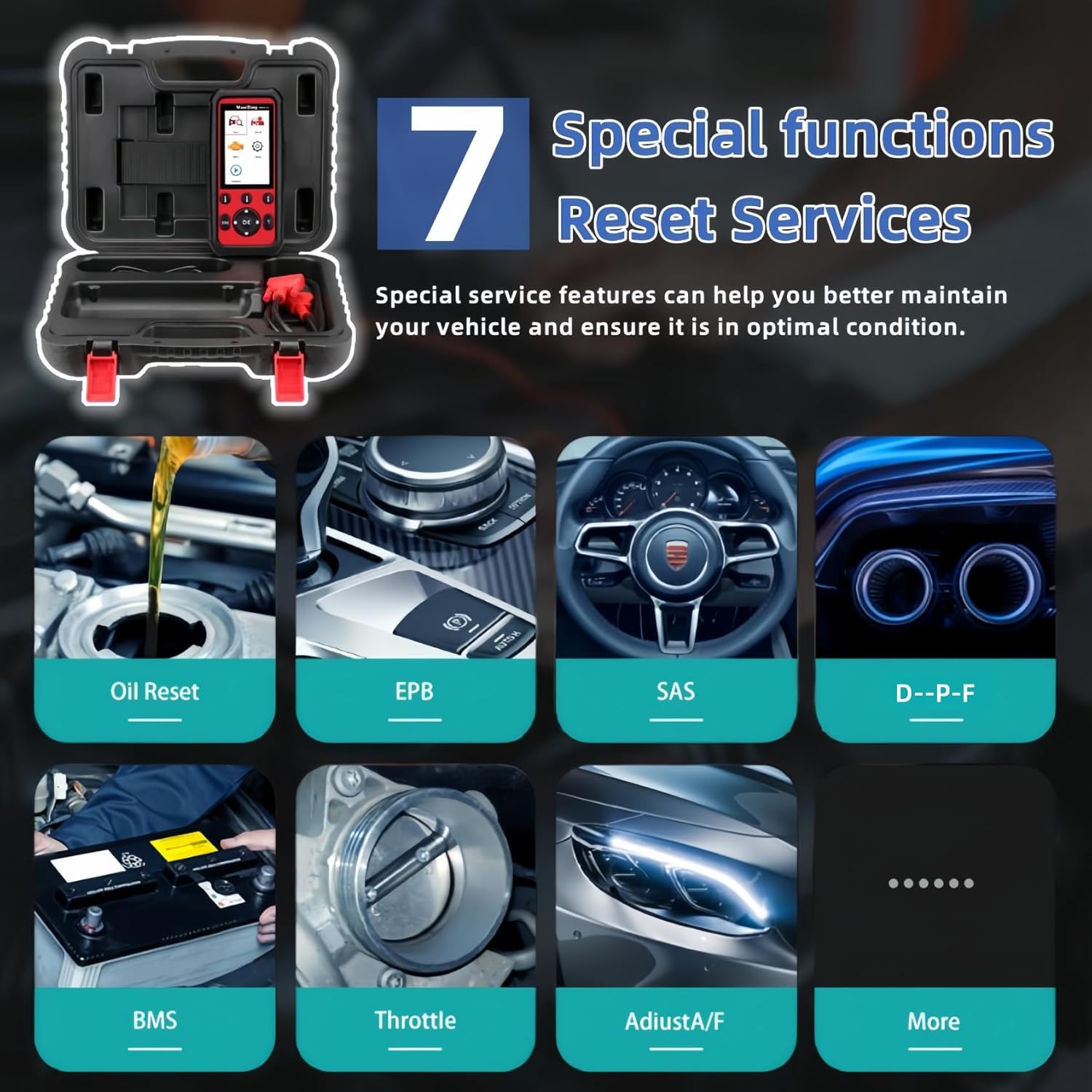 OBD2 Scanner All System Diagnostic Tool MD808 Pro 7 Reset Service k9