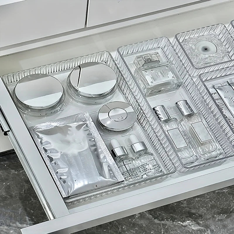Clear Drawer Organizer Set for Makeup Bathroom Kitchen a7