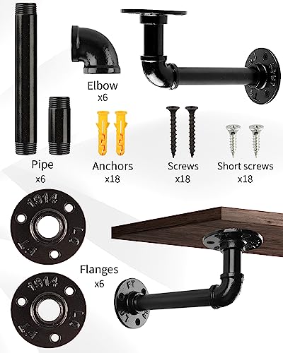 Shelf Brackets 12 Pack Heavy Duty Wall Mount Black Iron Finish 7x4 Inch k9