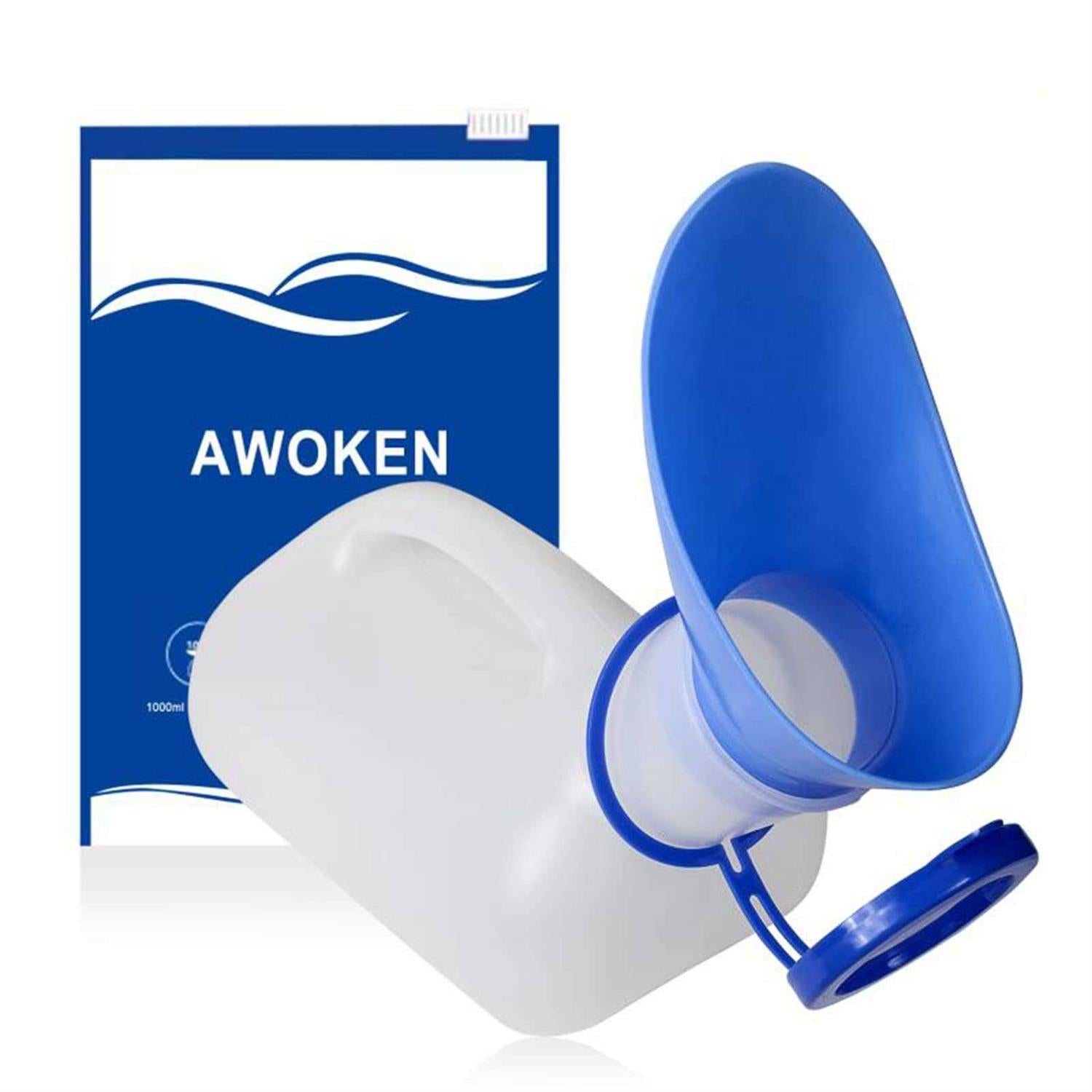 AWOKEN Unisex Urinal, Portable Toilet Urinal for Men and Women, Pee Bottle With a Sealed Lid and Funnel for Elderly Kids and Patients for Camping - Sports Supplies Online Store