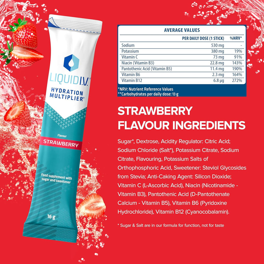 Strawberry Electrolyte Powder Mix Single-Serving Sachets k7