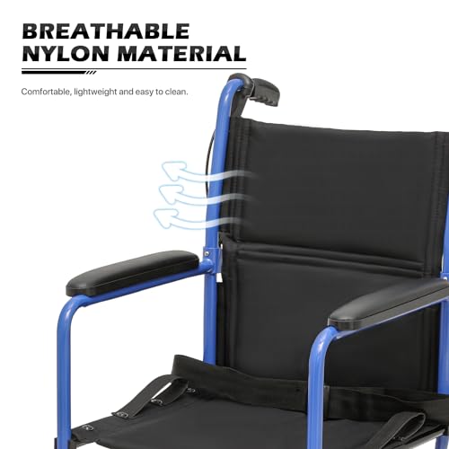 Lightweight Wheelchair for Adults with Locking Hand Brakes, Folding Back, 16 Inch Seat, 250 lbs Capacity Red k7