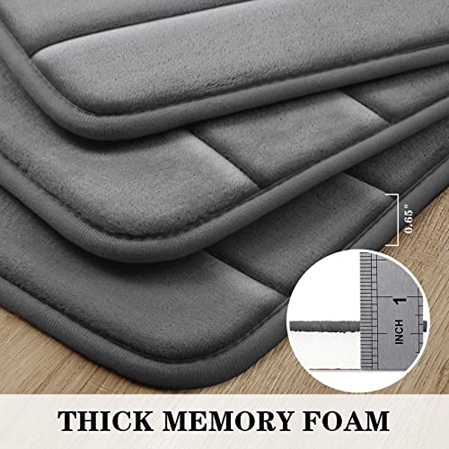 Black Memory Foam Bathroom Rug Set 3 Piece Non Slip Absorbent Shaggy Mats q7