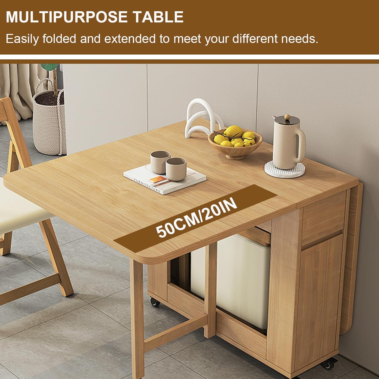 Folding Dining Table with 4 Chairs and Wheels a7