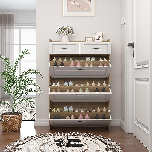 Shoe Cabinet with 3 Flip Drawers for Entryway k7m
