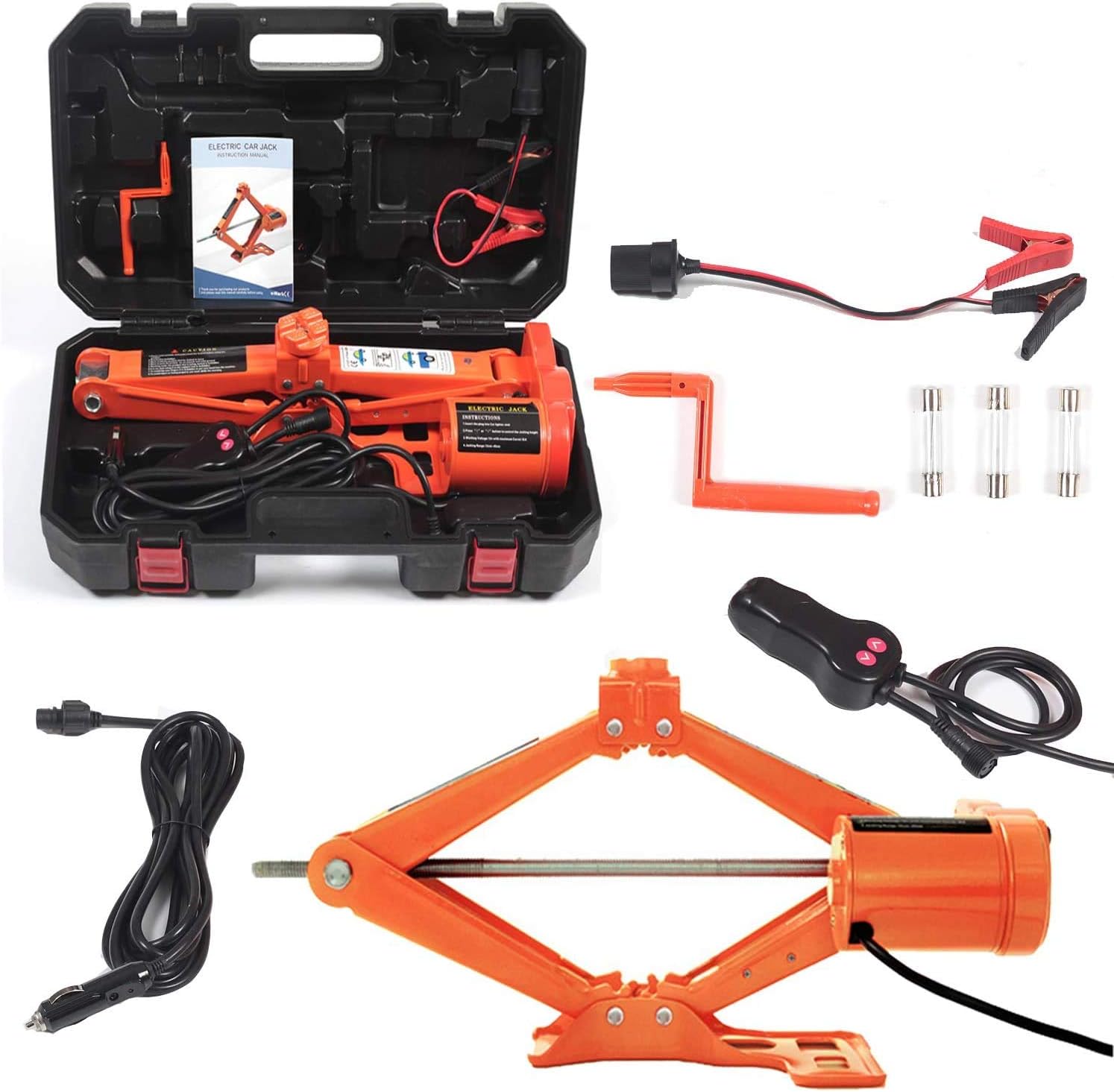 Car Floor Jack 3 Ton 12V Scissor Lift Set for Sedans SUV w/ Double Saddles Remote Tire Change Tool Kits a7