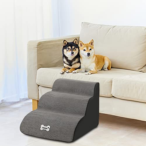 Pet Stairs 2 Tiers Washable Zippered Cover Removable Ramp Black k7