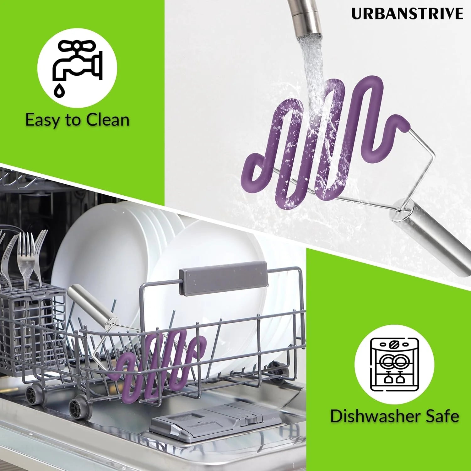 Silicone potato masher with stainless steel core a7