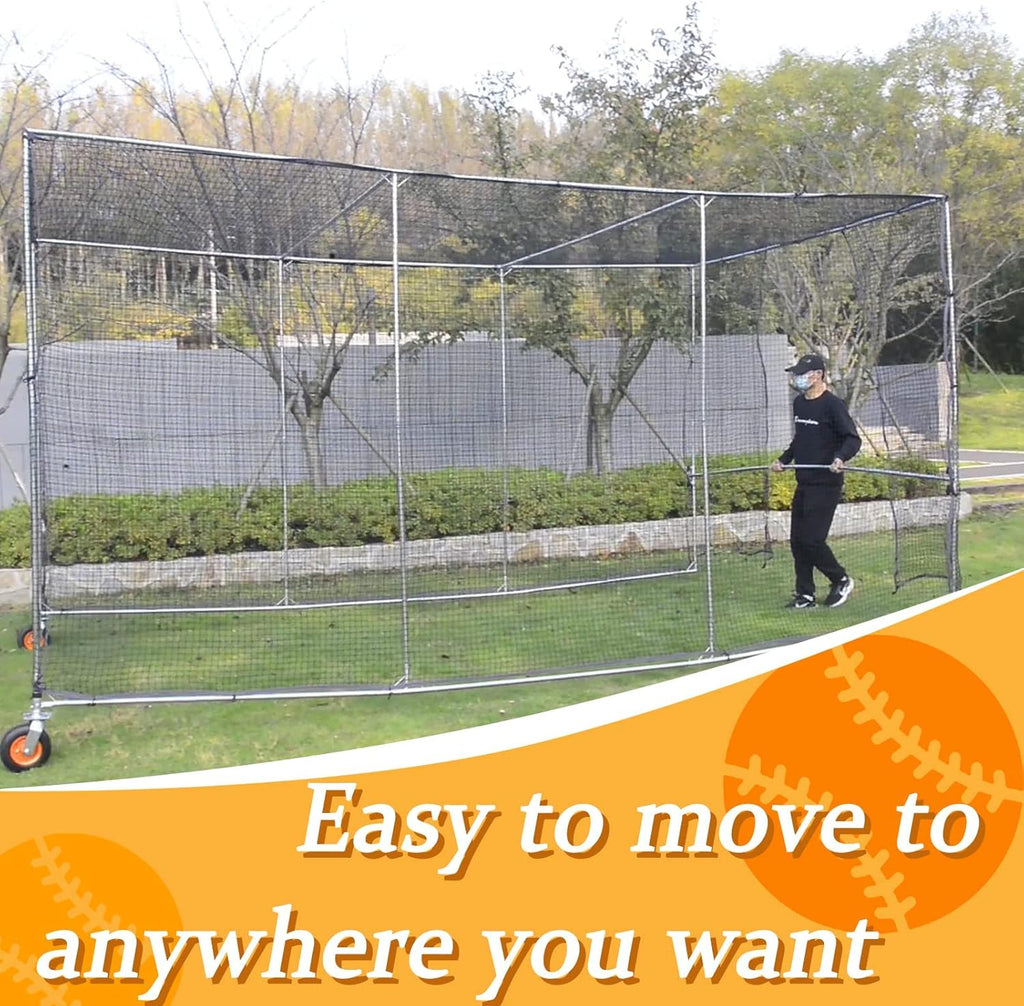 Batting cage with wheels for backyard 16x10x8ft a7