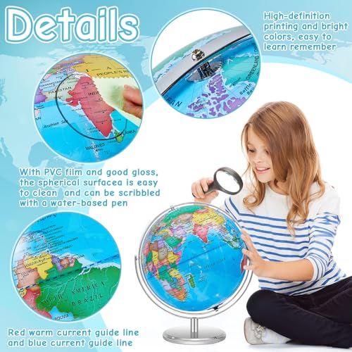 Illuminated World Globe with Stand for Kids Learning Blue a7