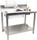 Breading Table Stainless Steel Breading Table, Heavy Duty Commercial Fried Chicken Breading Station Freestanding Food Prep Table Holds for Commercial Kitchen
