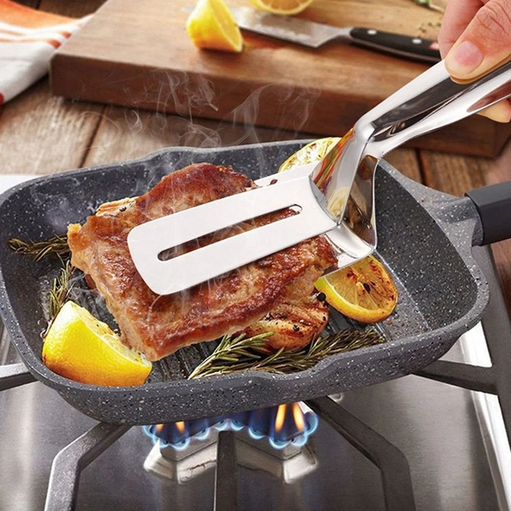Stainless Steel Double-Sided Shovel Clip Kitchen Tongs a7