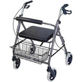 DMI Rollator Walker with Extra Wide Seat and Backrest, FSA HSA Eligible, Adjustable Handle Height, Removable Storage Basket, Burgundy