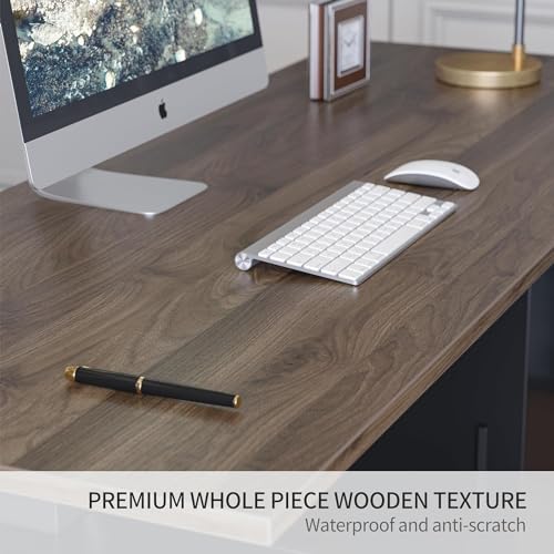 L Shaped Standing Desk with File Cabinet, Electric Adjustable, Black Walnut k7m