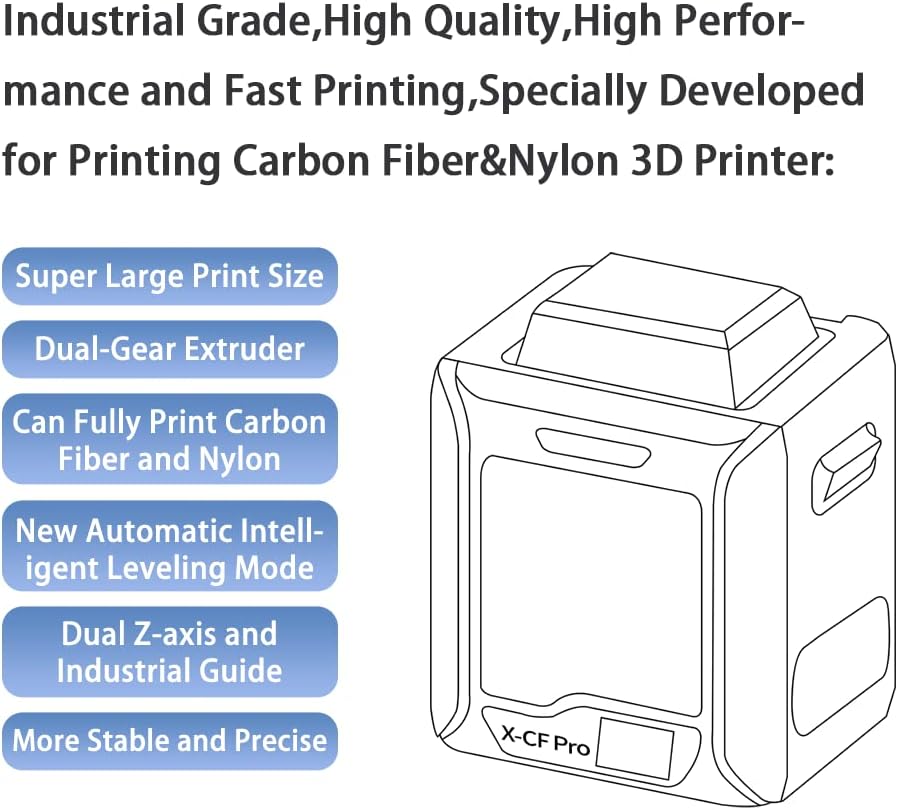 Industrial 3D Printer for Carbon Fiber Nylon, Auto Leveling 7k
