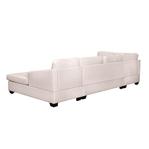 Beige U-Shape Sectional Sofa with Double Chaise Lounge k7m