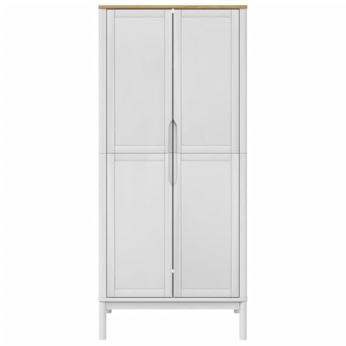 Wooden Wardrobe Closet with Doors and Storage Cabinet, Brown 30.3x20.9x67.3 in q7