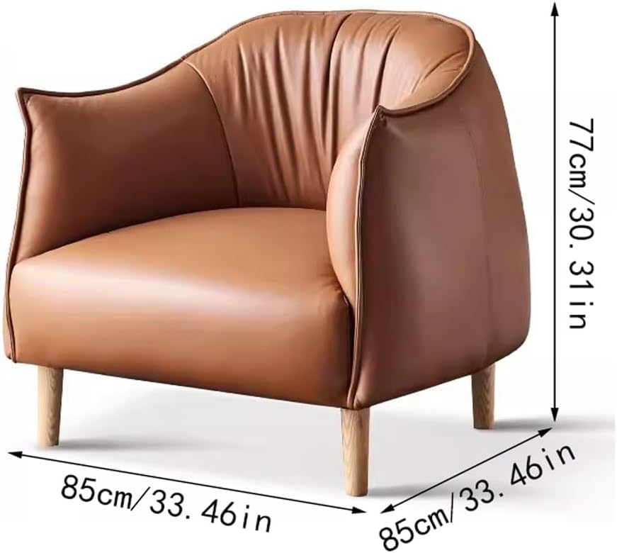 Leather Sofa Modern Minimalist Solid Wood Nordic Single Sofa a7
