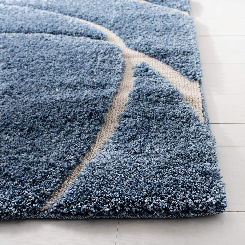 Shag Area Rug 8'6" x 12' Light Blue Cream k7