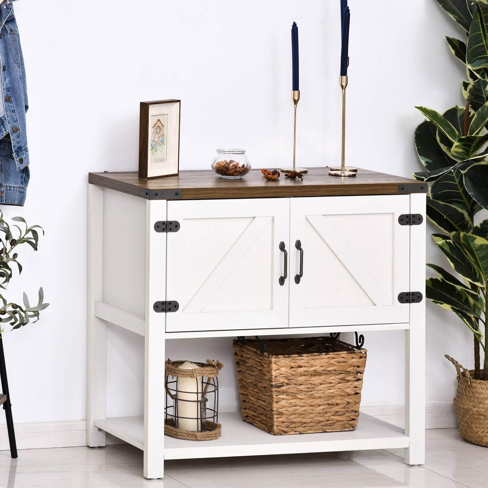 White Storage Cabinet with Bottom Shelf 7k