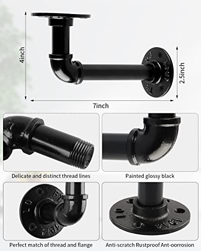 Shelf Brackets 12 Pack Heavy Duty Wall Mount Black Iron Finish 7x4 Inch k9