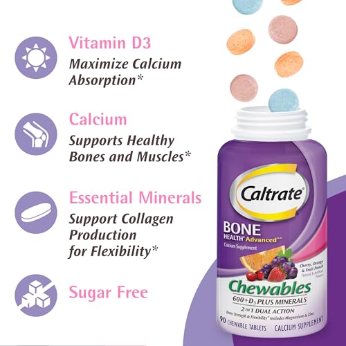 Calcium Vitamin D Chewable Supplement, Cherry Orange Fruit Punch 60 Count a7