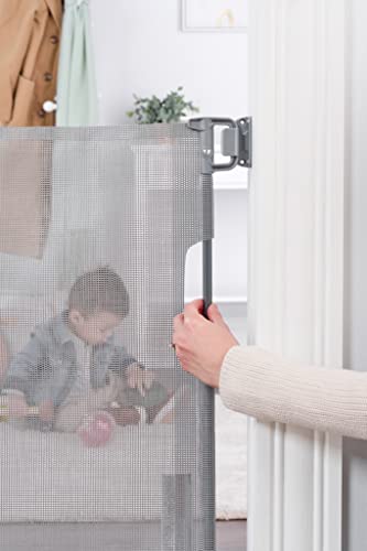 Retractable Baby Gate Extra Wide 50 Inch Walk Through White a7