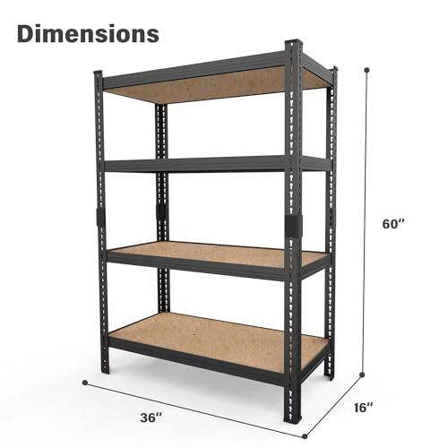 Storage Shelves 4 Tier Adjustable Heavy Duty Metal Unit Black k7m