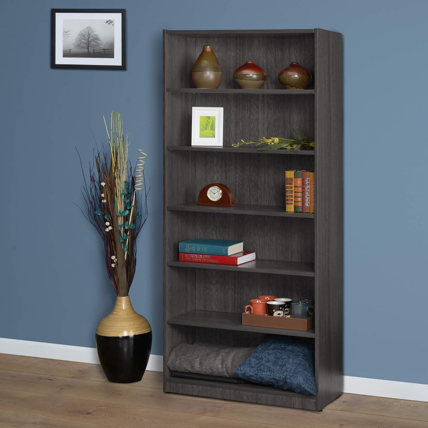 Bookcase 71 Inch Ash Grey k7