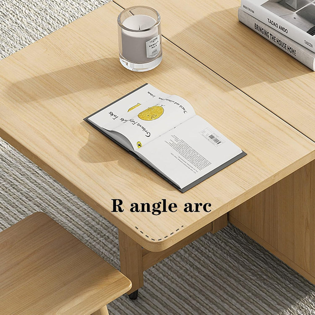 Folding Coffee Table with Drop-Leaf and Rollers, Solid Wood, 1.4m k7