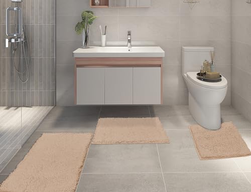Bathroom Rug Set 3 Piece Non Slip Absorbent Shaggy Mat k7