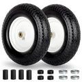 4.80/4.00-8" Wheelbarrow Tire, 16" Flat-Free Solid Tire and Wheel, 3" Centered Hub, 5/8" Axle Bore Hole,for Garden Wagon Cart Trolley Dolly Lawn Mover Go Kart Replacement(2 Pack)