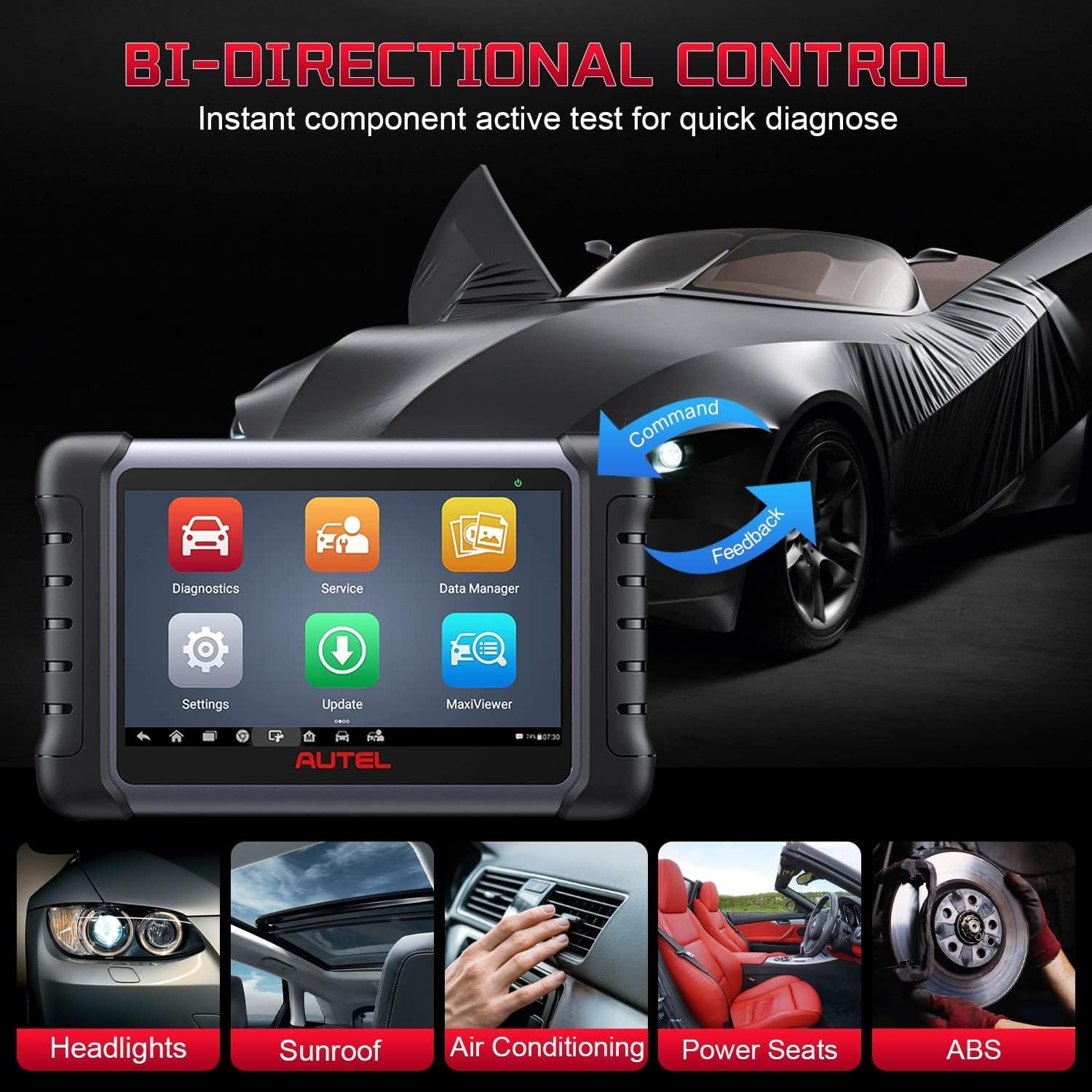 Autel MaxiCOM MK808Z OBD2 Bidirectional Scan Tool 28+ Service A7