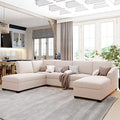 Modern Large U-Shape Sectional Sofa, Double Extra Wide Chaise Lounge Couch, Beige Sofas & Couches for Living Room